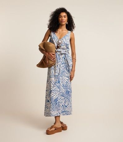 Blusa sin Manga en Viscolino con Follajes Estampadas 2