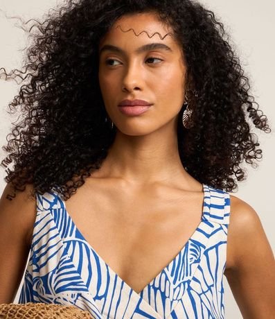 Blusa sin Manga en Viscolino con Follajes Estampadas 3