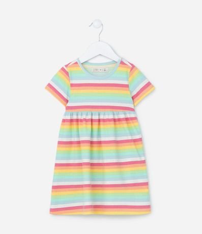 Vestido Infantil Acanalado con Estampado de Rayas - Talle 1 a 5 años