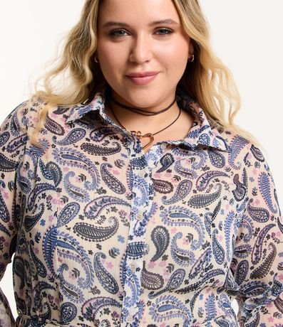 Vestido Corto en Chiffon Paisley con Lazo en la Cintura Curve & Plus Size 4