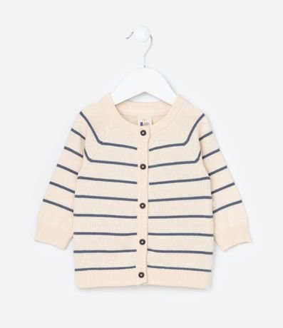 Cardigan Infantil en Punto con Rayas - Talle 0 a 18 meses