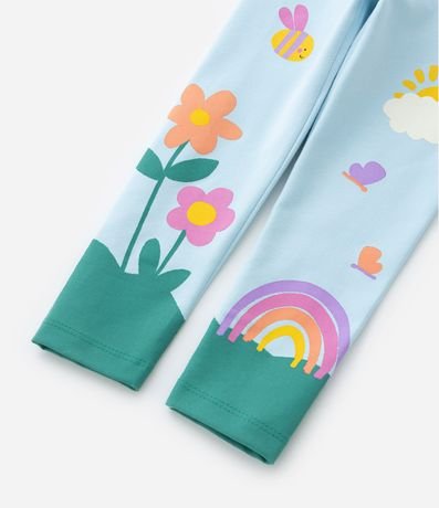 Pantalón Legging Infantil con Estampa Jardin de Flores y Sol - Talle 1 a 5 años 6