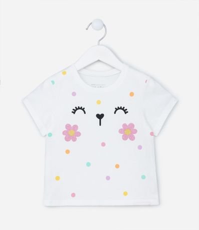 Blusa Infantil en Algodón con Estampado Carita y Flores - Talle 1 a 5 años