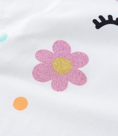Blusa Infantil en Algodón con Estampado Carita y Flores - Talle 1 a 5 años 3