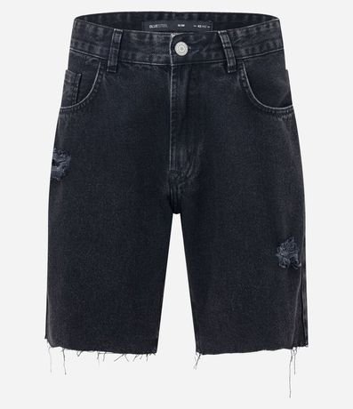 Bermuda Slim Jeans con Desgastes y Barra a Hilo 5