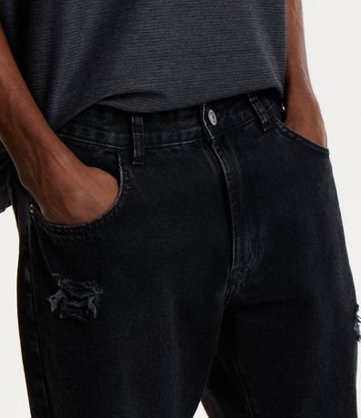 Bermuda Slim Jeans con Desgastes y Barra a Hilo 4