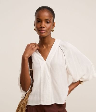 Blusa Manga Amplia en Viscolino Texturizado