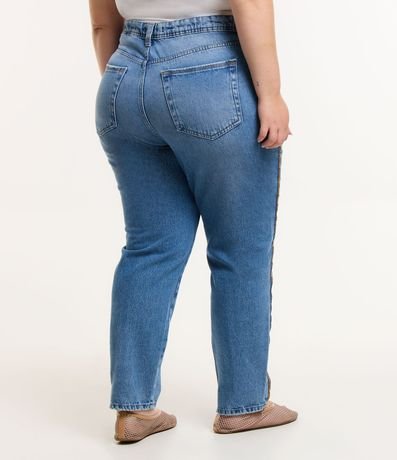 Pantalón Mom en Jeans con Detalle Animal Print Lateral Curve & Plus Size 3