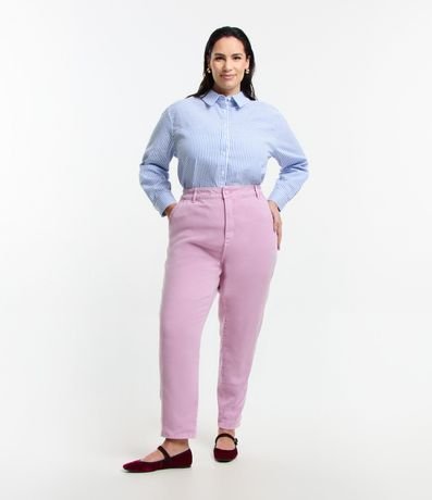 Pantalón Mom en Jeans con Bolsillo Bordado Curve & Plus Size