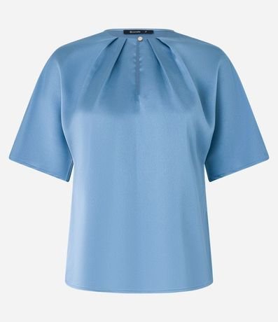 Blusa en Tejido Satinado con Pliegues en el Cuello 5