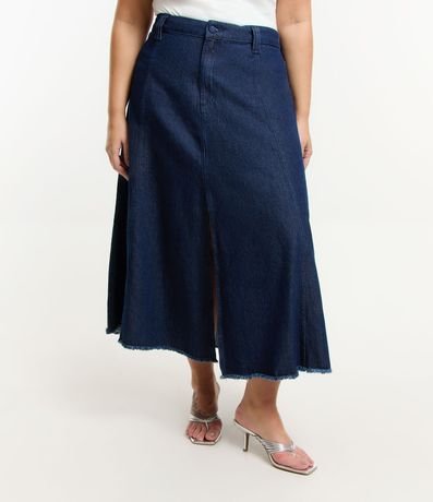 Pollera Midi en Jeans con Bajo Deshilachado Curve & Plus Size 2