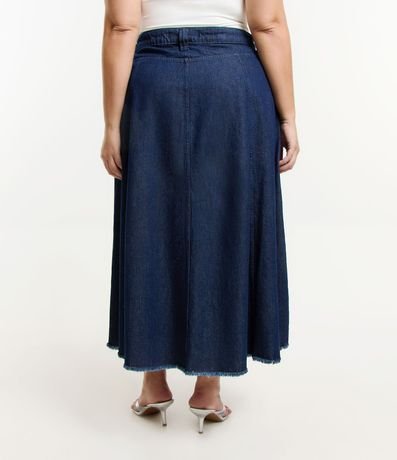 Pollera Midi en Jeans con Bajo Deshilachado Curve & Plus Size 3