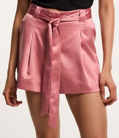 Short Corto en Satén con Lazo y Pliegues 2