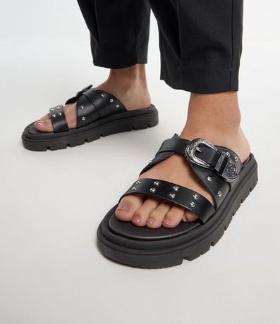 Sandalia Plana con Hebilla Western Moleca 2