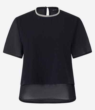 Blusa en Crepé con Brillo en el Cuello 5