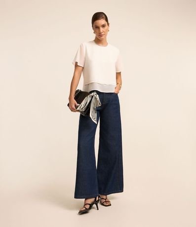 Blusa en Crepé con Brillo en el Cuello 2