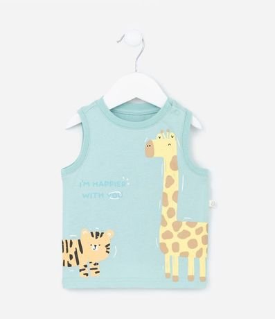 Conjunto Infantil con Musculosa y Short Estampados con Tigre y Girafa - Talle 0 a 18 meses 2