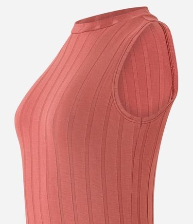 Vestido Midi en Viscosa con Cuello Alto Básico y Acanalado 7