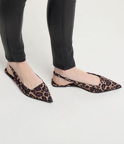 Zapatilla Slingback con Puntera Fina y Estampa Animal Print 7