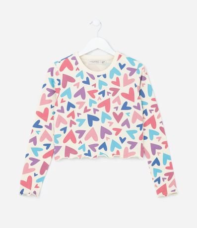 Blusa Cropped Infantil con Estampa de Corazones - Talle 5 A 14 años 1