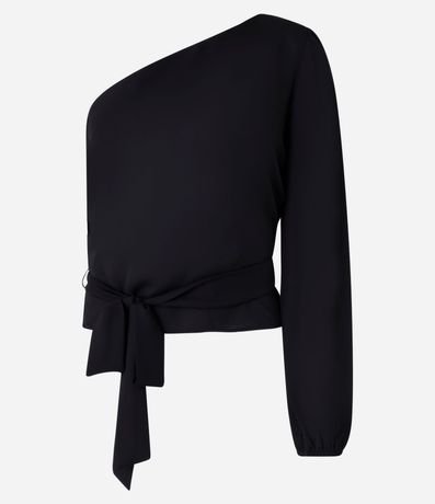 Blusa en Chiffón Metalizado con Lazo en La Cintura 5