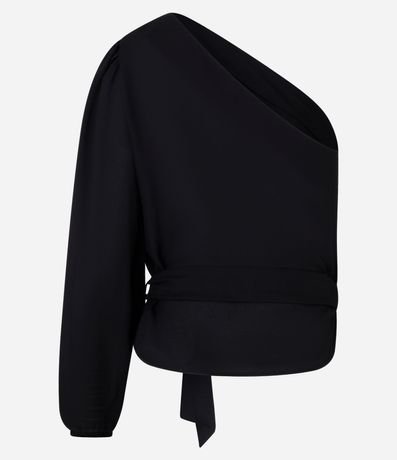 Blusa en Chiffón Metalizado con Lazo en La Cintura 6