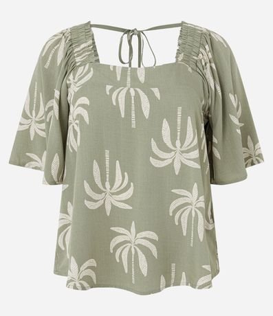 Blusa en Viscosa con Manga Godê y Cocoteros Estampados 6