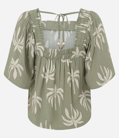 Blusa en Viscosa con Manga Godê y Cocoteros Estampados 8