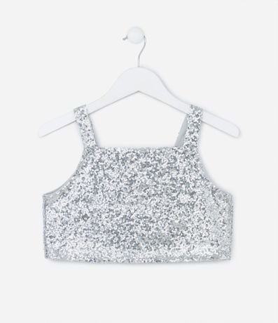 Musculosa Cropped Infantil en Lentejuela - Talle 5 a 14 años