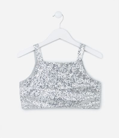 Musculosa Cropped Infantil en Lentejuela - Talle 5 a 14 años 2