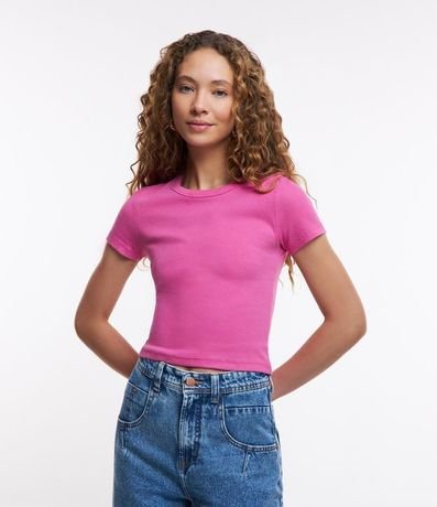Blusa en Rib Acanalada con Manga Corta 1
