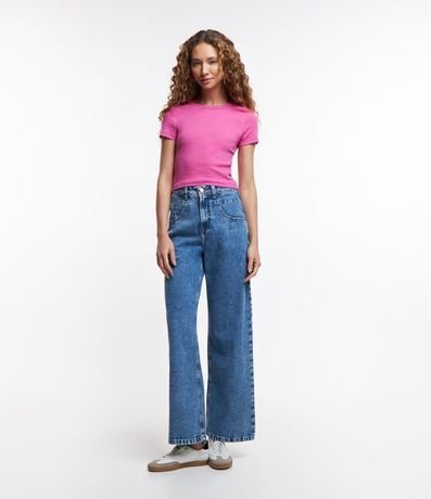 Blusa en Rib Acanalada con Manga Corta 2