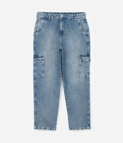 Pantalón Baggy en Jeans con Bolsillo Cargo Efecto Mármol y Lavado Dirty 5