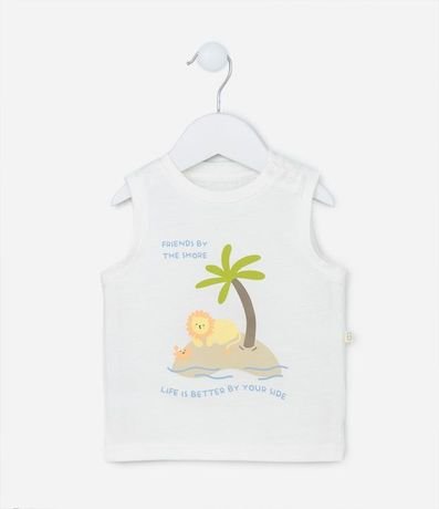 Conjunto Infantil de Musculosa Estampada con Animalitos en la Playa y Short con Cocoteros - Talle 0 a 18 meses 2