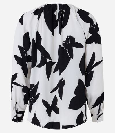 Blusa en Crepé con Estampado Abstracta y Cuello Fruncido 6