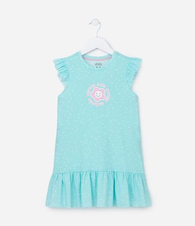 Camisón Infantil con Estampa de Flor y Lunares - Talle 4 a 12 años