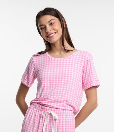 Blusa de Pijama con Estampa de Cuadros