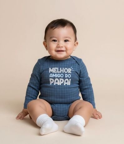 Body Infantil con Lettering Melhor Amigo do Papai - Talle 0 a 18 meses