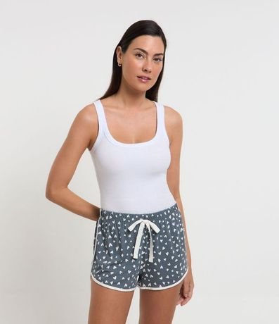 Short de Pijama en Viscosa con Estampa Corazones