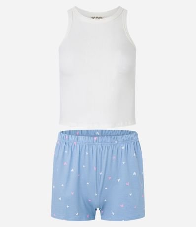 Pijama Short Doll en Rib con Corazones Estampados 4