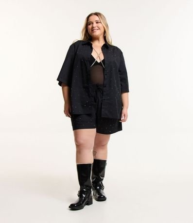 Camisa en Tricolina con Aplicación de Brillos Curve & Plus Size 2