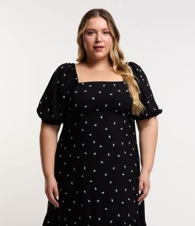Vestido Midi en Crepé con Estampa de Corazones y Volado Curve & Plus Size 3