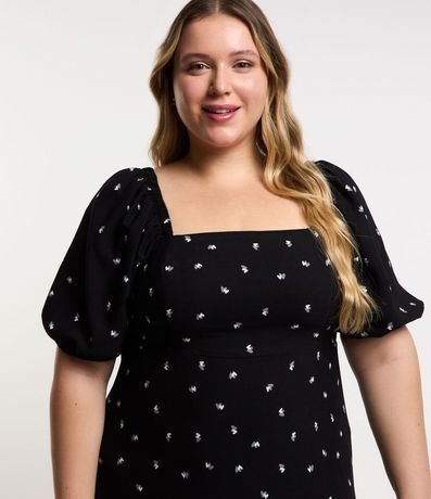 Vestido Midi en Crepé con Estampa de Corazones y Volado Curve & Plus Size 4
