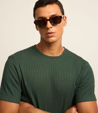 Remera Regular con Textura Acanalada y Bajo Ancho 4