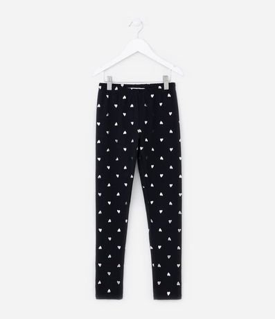 Pantalón Legging Infantil con Estampa de Corazones - Talle 5 a 14 años