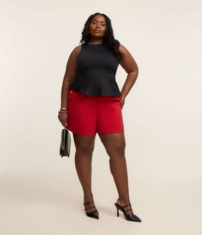 Bermuda en Crepé con Botones en los Bolsillos Curve & Plus Size