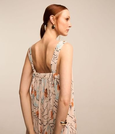 Vestido Midi en Chiffon con Textura Plegada y Estampa Floral 6