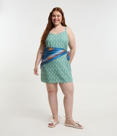 Vestido Corto en Viscolino con Estampa Piña Curve & Plus Size 2