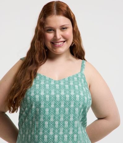Vestido Corto en Viscolino con Estampa Piña Curve & Plus Size 4