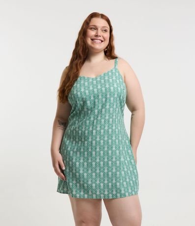 Vestido Corto en Viscolino con Estampa Piña Curve & Plus Size 5